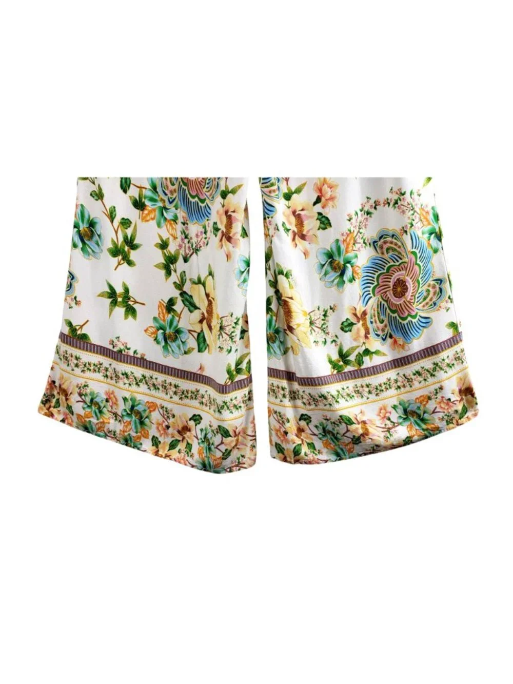 Boho Pants Floral Wide Leg XL CATO Palazzo Scarf Belt Festival Garden Party